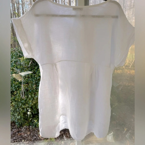 Terzo Millennio L 100% Linen with embroidered white flowers tunic. Boho sheer. - Picture 7 of 7